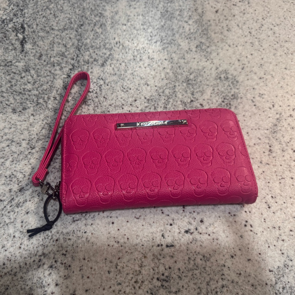 Betsey Johnson Pink Embossed Wristlet Wallet